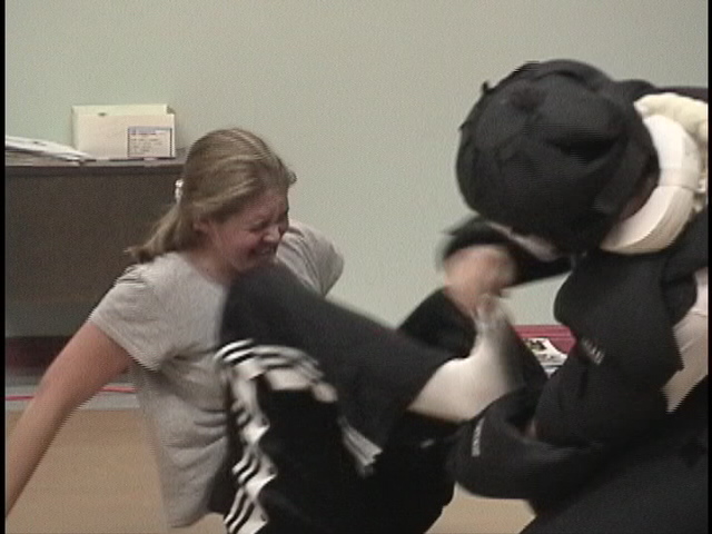 Terry Hodgkinson Sifu attacking during Women's Assault Prevention Training 